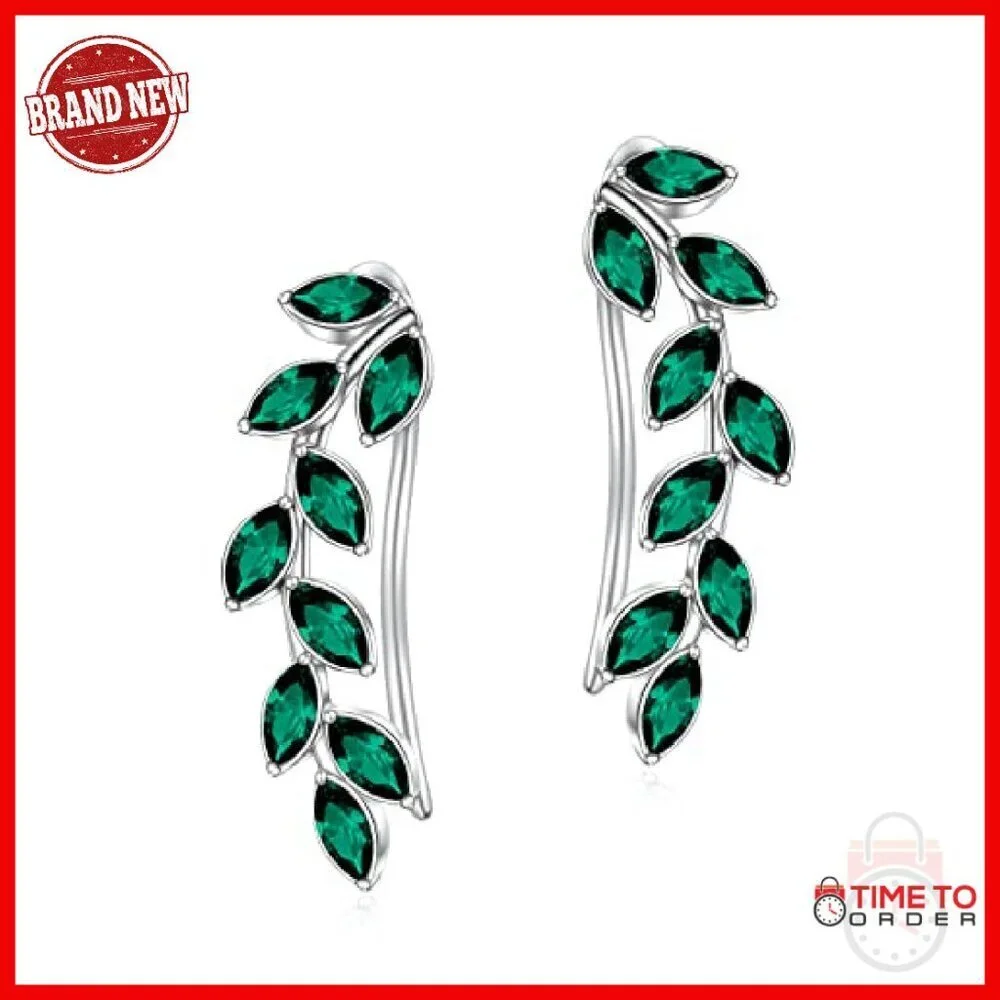 Sterling Silver Ear Climbers with Austrian Crystals, Hypoallergenic